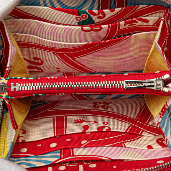 Herms Azap Compact Silk In Silver Hardware Bifold